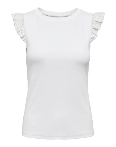 JDY - JDYSofia Frill Top - Cloud Dancer